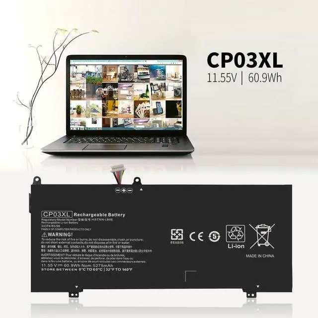 Alt view image 2 of 5 - Shyarweyy 929072-855 CP03XL CPO3XL CP03060XL Laptop Battery for HP Spectre x360 13-AE 13t-ae000 13-ae000 13-ae011dx 13-ae012dx 13-ae013dx 13-ae014dx 13-AE015DX (DC11) HSTNN-LB8E 929066-421