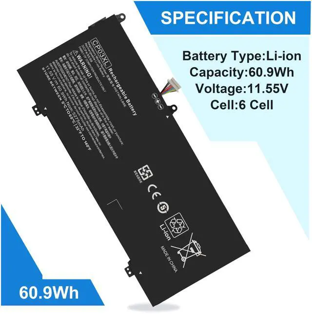 Alt view image 3 of 5 - Shyarweyy 929072-855 CP03XL CPO3XL CP03060XL Laptop Battery for HP Spectre x360 13-AE 13t-ae000 13-ae000 13-ae011dx 13-ae012dx 13-ae013dx 13-ae014dx 13-AE015DX (DC11) HSTNN-LB8E 929066-421