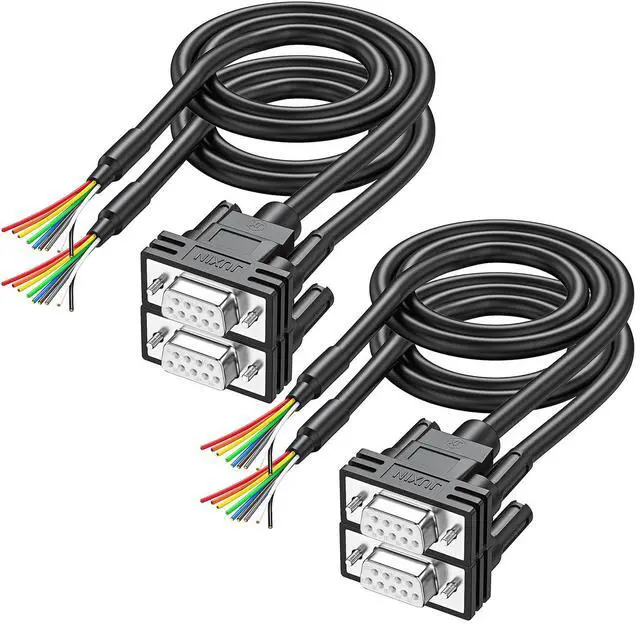 Main image of JUXINICE 4Pack DB9 Connector to Bare Wire End 3ft D-SUB 9 Pin RS232 Serial Extension Cable Double Shielded, Female to 9-Core Wires - Black