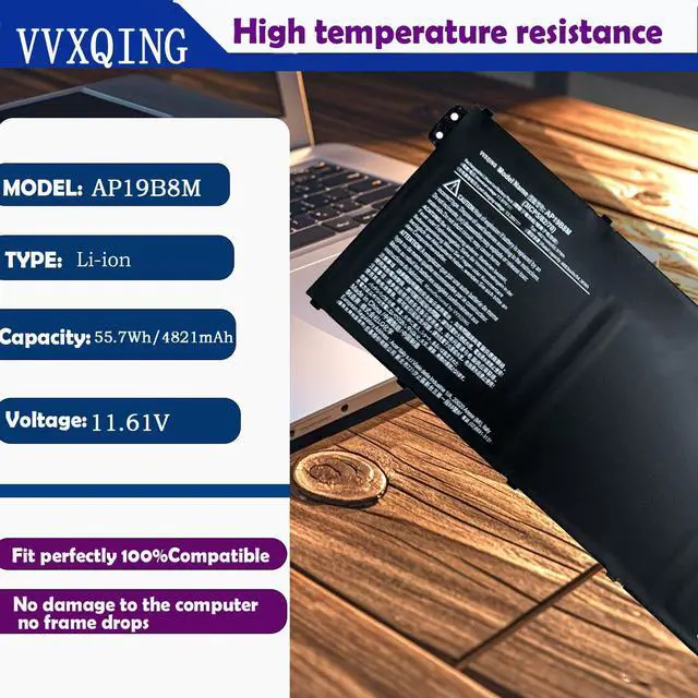 Alt view image 2 of 5 - VVXQING AP19B8M Laptop Battery Replacement for Acer Swift 3 SF314-59 SF314-59-78Z8 SF314-59-56K4 TravelMate P4 TMP414-51 TMP414-51-54HA Porsche Design Book RS AP714-51GT-75VS 3Cell 55.97Wh 4821mAh