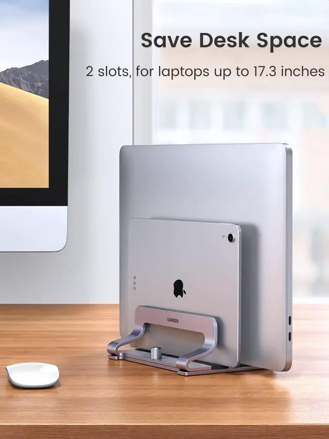 Alt view image 2 of 5 - UGREEN Vertical Laptop Stand Holder Desk Bundle with Laptop Stand
