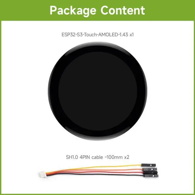 Alt view image 2 of 5 - Waveshare ESP32-S3 1.43inch AMOLED Display Development Board, 466×466, QSPI Interface Round Display, Onboard Accelerometer and Gyroscope Sensor, RTC Chip, Without Case