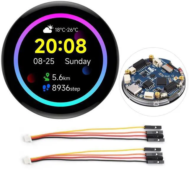 Main image of Waveshare ESP32-S3 1.43inch AMOLED Display Development Board, 466×466, QSPI Interface Round Display, Onboard Accelerometer and Gyroscope Sensor, RTC Chip, Without Case