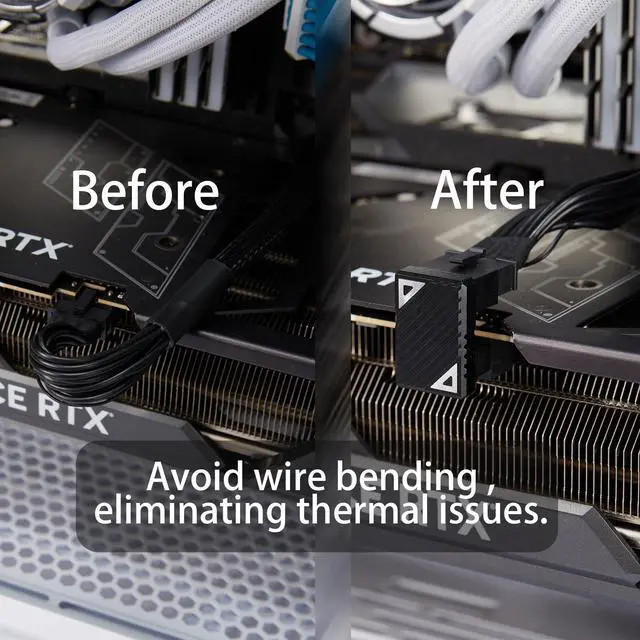 Alt view image 5 of 5 - Formulamod 16 Pin GPU PCI-e 5.0 180 Degree Angled Connector+12VHPWR 16Pin(12+4P) Sleeve Modular Cable