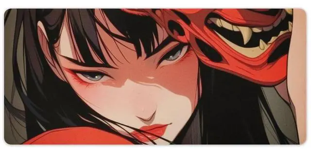 Main image of QEOPGNE Large Mouse Pad Gaming Japanese Female Samurai Anime Girl Cool Desk Mat for Keyboard and Mouse Mat Non-Slip Rubber Desk Pad 40x90cm