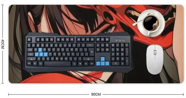 Alt view image 2 of 5 - QEOPGNE Large Mouse Pad Gaming Japanese Female Samurai Anime Girl Cool Desk Mat for Keyboard and Mouse Mat Non-Slip Rubber Desk Pad 40x90cm