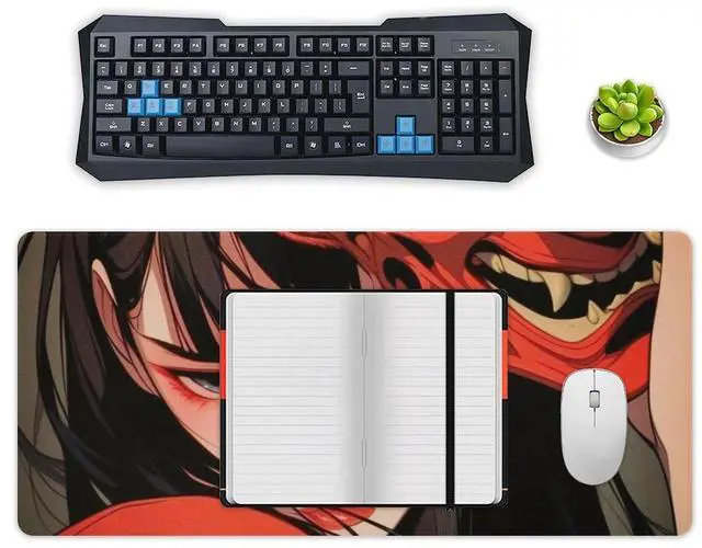 Alt view image 4 of 5 - QEOPGNE Large Mouse Pad Gaming Japanese Female Samurai Anime Girl Cool Desk Mat for Keyboard and Mouse Mat Non-Slip Rubber Desk Pad 40x90cm