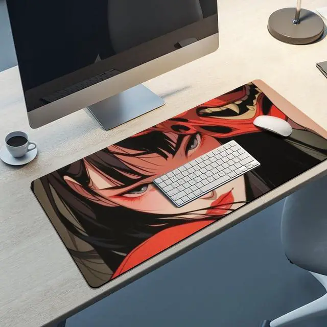 Alt view image 5 of 5 - QEOPGNE Large Mouse Pad Gaming Japanese Female Samurai Anime Girl Cool Desk Mat for Keyboard and Mouse Mat Non-Slip Rubber Desk Pad 40x90cm