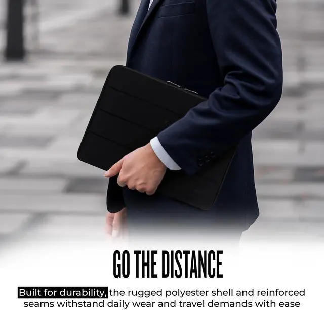 Alt view image 5 of 5 - Solo New York Laptop Bag Sleeve for Women & Men - Travel Case for Computer & Tablet, Fits 12.9" iPad Pro or 13.3" Laptops, Fully Padded, Lightweight Construction, Durable Zippers - Bond, Black