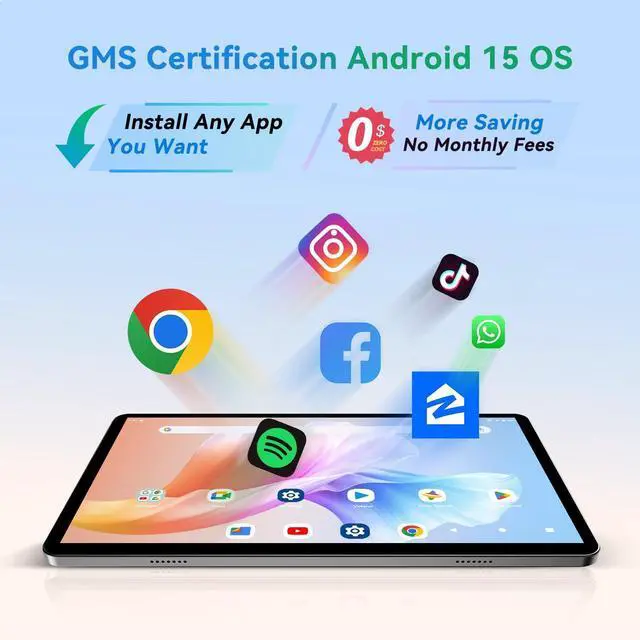 Alt view image 5 of 5 - Android Tablet 10 Inch, 2025 Android 15 Tablet for Kids Adults, Octa-Core, 12GB RAM 128GB Storage 1TB Expandable, Dual Cameras 8MP 2MP, Split Screen, 6000mAh GPS Dual Speakers Face Unlock WiFi- Gray