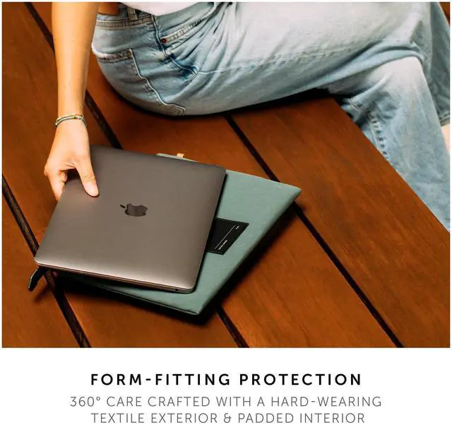 Alt view image 3 of 5 - Native Union W.F.A MacBook Sleeve 14"  Minimalist Slim Sleeve Made of Recycled Materials with 360-Degree Protection  Compatible with MacBook Pro 14 M4 (2024), Pro 13 M2 & Air 13" M2  Slate Green