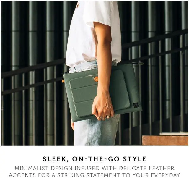 Alt view image 5 of 5 - Native Union W.F.A MacBook Sleeve 14"  Minimalist Slim Sleeve Made of Recycled Materials with 360-Degree Protection  Compatible with MacBook Pro 14 M4 (2024), Pro 13 M2 & Air 13" M2  Slate Green