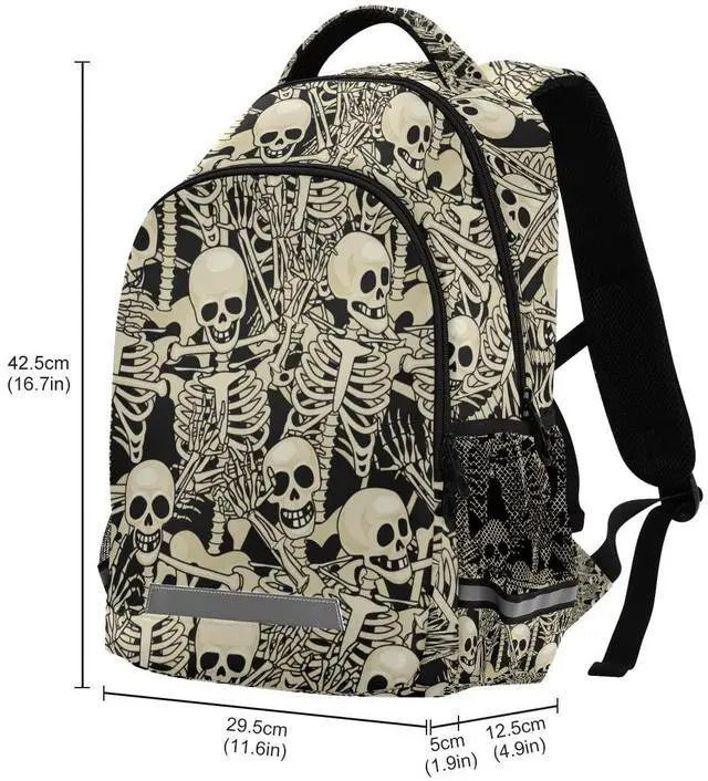 Alt view image 3 of 5 - Glaphy Gothic Skulls Skeletons Backpacks Laptop School Book Bag Lightweight Daypack for Women Men Teens Kids