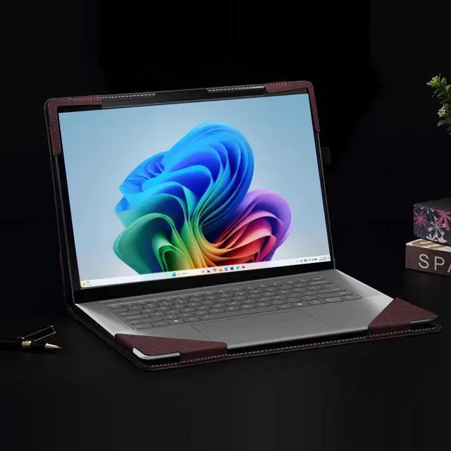 Alt view image 3 of 5 - Laptop Case for Lenovo Yoga Slim 7i Aura Edition 15 "(2024) All Inclusive Drop Case PU Leather Inside Pocket Cover (Wine red)