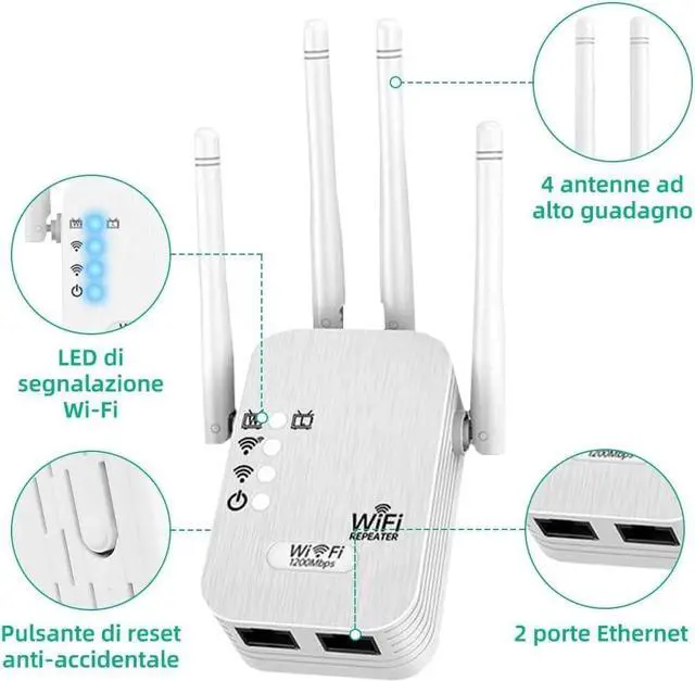 Alt view image 3 of 5 - Generic WiFi Repeater, WiFi Extender Wi-Fi Signal Booster Amplifier for Home Cover Up to 300sq.ft WiFi 2.4GHz Dual Band Wireless Repeater, 4 Antennas 360° WiFi Amplifier, WiFi, WHITE-GH