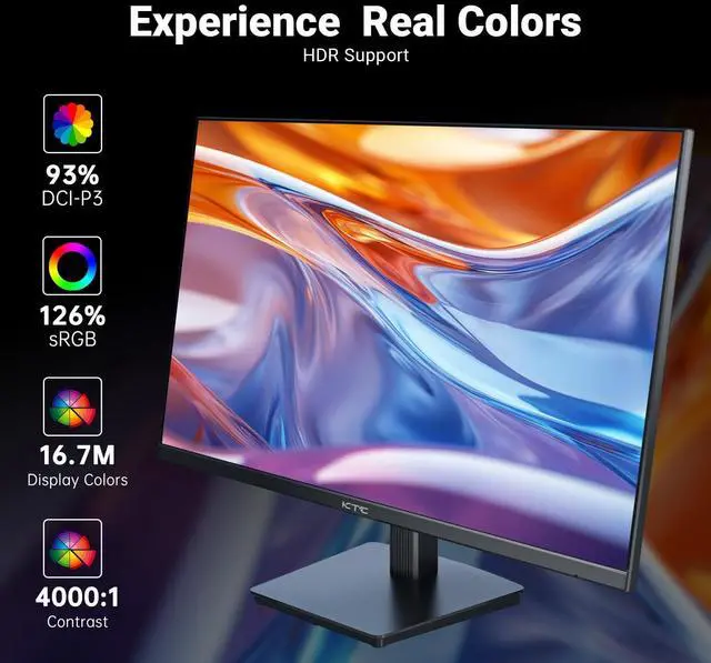 Alt view image 4 of 5 - KTC 24 Inch FHD 1080P 100Hz Computer Monitor, VA Panel FreeSync PC Gaming Monitor, HDMI VGA Ports, HDR, 40001 Contrast, LowBlue Mode, Ergonomic Tilt Eye Care for Home Office