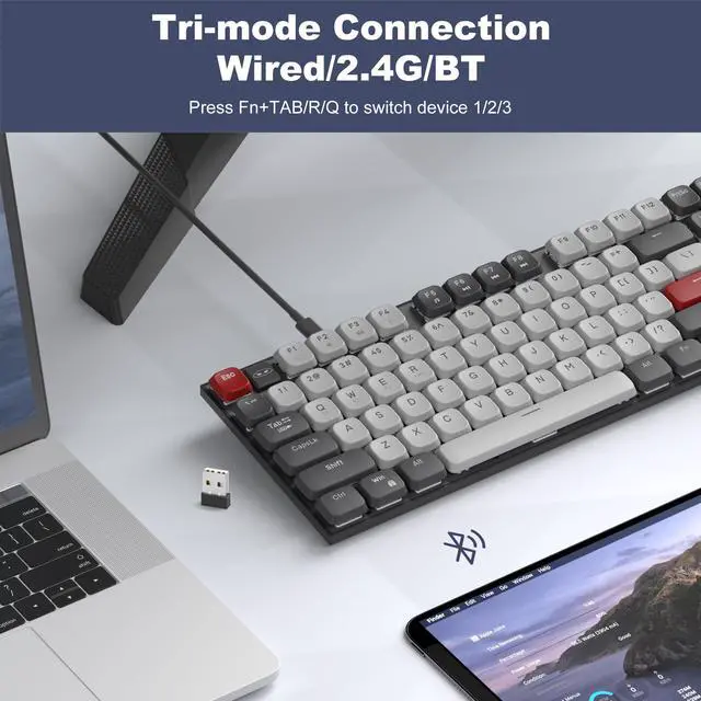 Alt view image 5 of 5 - MageGee Wireless Mechanical Keyboard Moon104 RGB Backlight Triple Mode 2.4GHz/BT/USB-C Wired Office Keyboard for Computer/Desktop/PC/Laptop/Surface/Smart TV and Windows 10/8/ 7