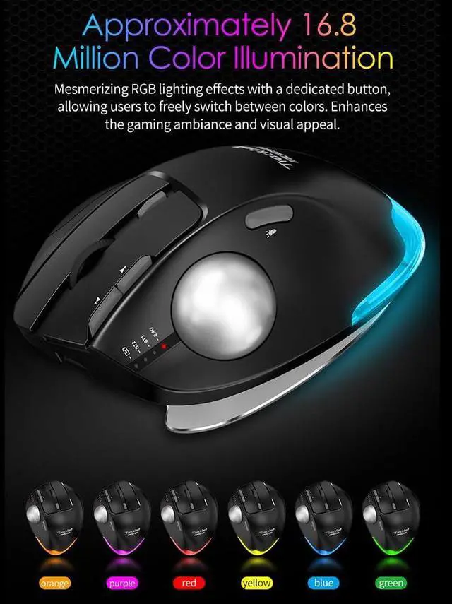 Alt view image 3 of 5 - Docooler F-33 Wireless Trackball Mouse - Easy Thumb Control, Precision and Smooth Tracking, Tri-Mode Ergonomic Mouse wirh Programmable and Adjustable Mouse Angle Compatible for PC, Laptop - Black