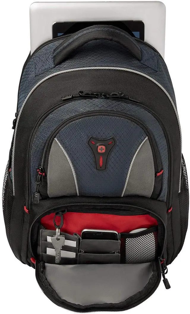 Alt view image 2 of 5 - Wenger Cobalt Laptop Backpack, Fits 16 inch Laptop, Men's and Women's, Blue/Grey