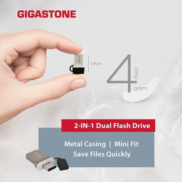 Alt view image 5 of 5 - GIGASTONE 32GB Nano Luxus Dual Drive (5 Pack) Z50 USB 3.2 Gen 1, 2-in-1 USB-A & Type-C, 100MB/s Ultra Fast, Cap Design, Metal, Plug & Play for Smartphone/PC/Mac/TV/Car, 2.0/3.0/3.1 Compatible