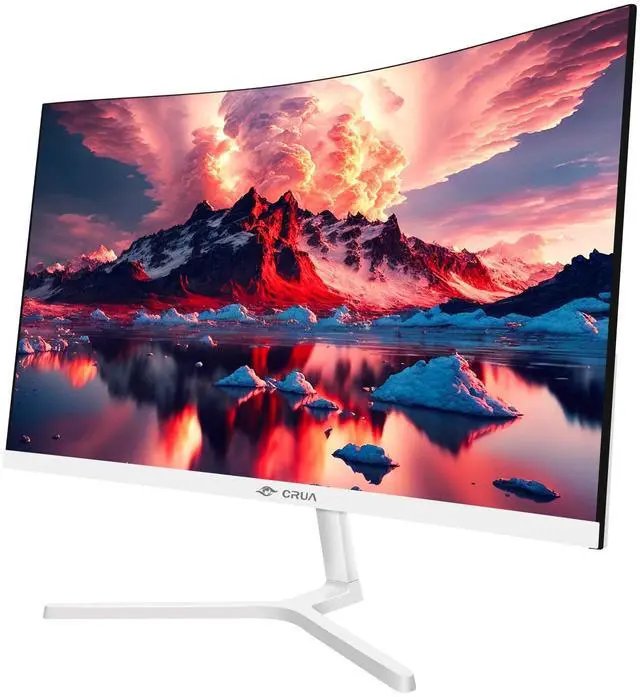 Alt view image 2 of 5 - CRUA 24 Inch Curved Monitor, FHD(1920×1080P) 100HZ 120% sRGB Computer Monitors, Narrow Bezels on Three Sides, Blue Light Filter PC Monitor for Home, Office and Dormitory(HDMI, VGA)-White