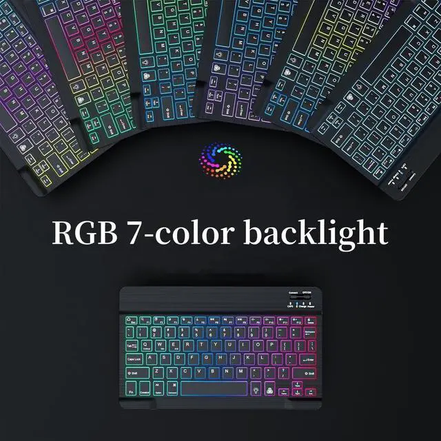 Alt view image 3 of 5 - kaidisen Backlit Keyboard for iPad mini 5th Generation / 7.9" Mini 4 Mini 5 Case with Mouse and Detachable RGB Colorful Backlight Color Keyboard Case,Pink+White