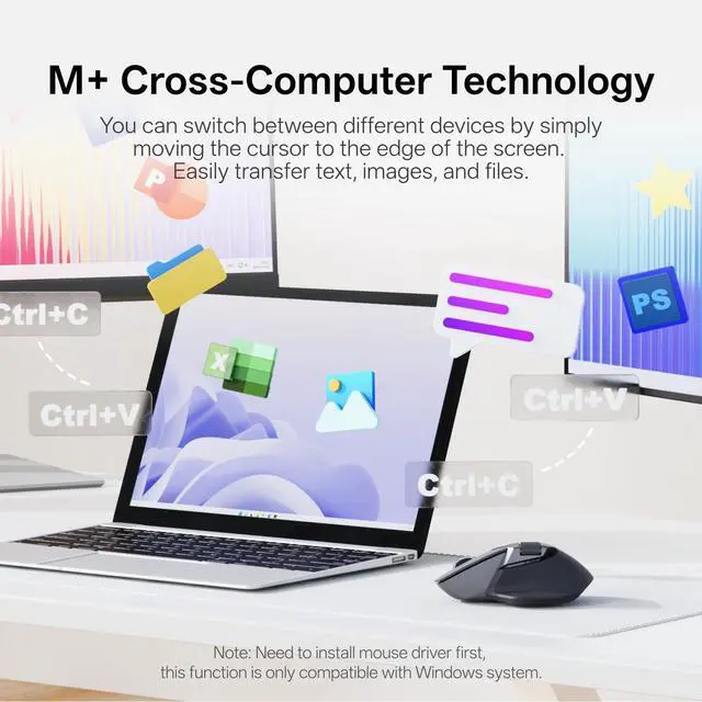 Alt view image 2 of 5 - Rapoo MT760 PRO Wireless Mouse, NearLink + Bluetooth 5.0 Multi-Device, 12K DPI, 2K Polling, Ergo for Work & Gaming, 11 Programmable Buttons, On-Board Memory, Quiet Clicks, USB-C, 120 Days Battery Life