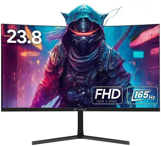 Main image of CRUA 24 Inch Curved Gaming Monitor, 144hz/165hz FHD 1080P Frameless Computer Monitor, PC Monitors Support AMD Freesync, 99% sRGB, DP, HDMI, Compatible Wall Mountable Installs-Black