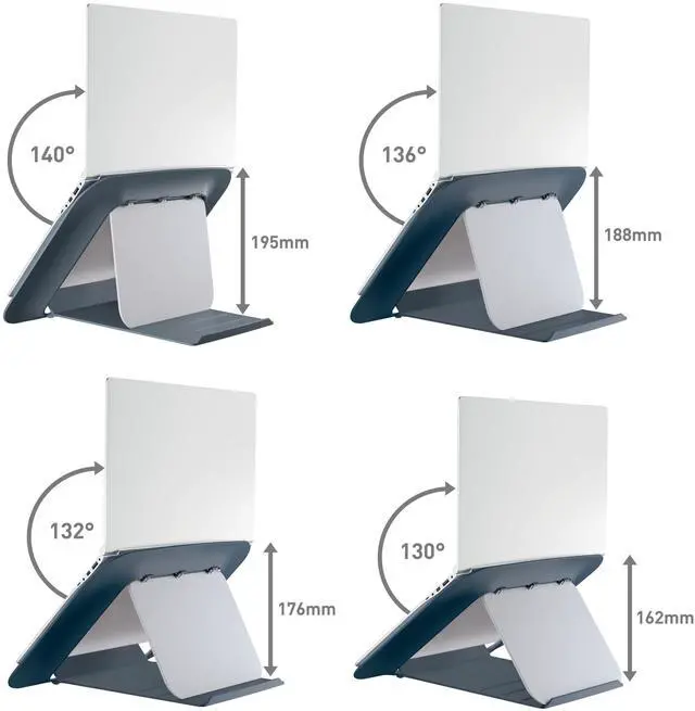 Alt view image 5 of 5 - Leitz Adjustable Laptop Stand, Desktop/Tabletop Riser Stand, Compact Laptop Holder with 4 Heights, Ergo Cosy Range, Velvet Grey, 64260089
