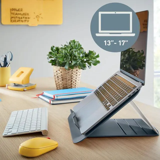 Alt view image 2 of 5 - Leitz Adjustable Laptop Stand, Desktop/Tabletop Riser Stand, Compact Laptop Holder with 4 Heights, Ergo Cosy Range, Velvet Grey, 64260089