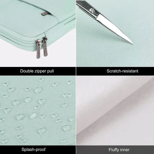 Alt view image 4 of 5 - DOMISO 16 inch Laptop Sleeve Case Water Resistant Shockproof Protective Computer Bag for 16" Dell/HP Pavilion Envy/ThinkPad IdeaPad/ASUS Vivobook,Mint Green