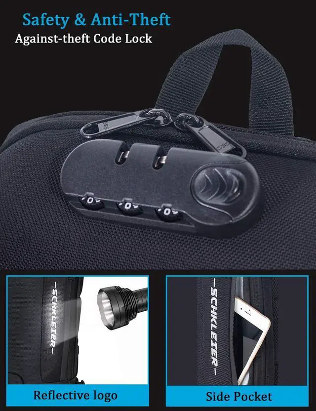 Alt view image 3 of 5 - Schkleier Sling Bag USB Anti-theft Laptop Backpack, 13.3 Inch Casual Chest Shoulder Daypack for Men and Women