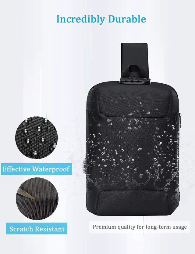 Alt view image 5 of 5 - Schkleier Sling Bag USB Anti-theft Laptop Backpack, 13.3 Inch Casual Chest Shoulder Daypack for Men and Women