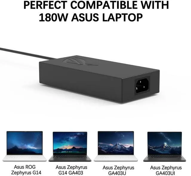 Alt view image 2 of 5 - 180W AC Charger for Asus ROG Zephyrus G14 (2024 2025) GA403 GA403U GA403UI GA403UV GA403UU GA403UI-XS96 GA403UI-G14.R94070 GA403UV-G14.R94060 ADP-180TB K Laptop Power Supply Adapter