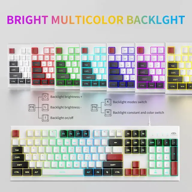 Alt view image 2 of 5 - MageGee Creamy Keyboard and Mouse Comb,K2 Classic Keyboard Wired RGB Backlit Keyboard 104 Waterproof Ergonomic Keyboard,PC Keyboard for PC/loptop/MAC - Knight Red