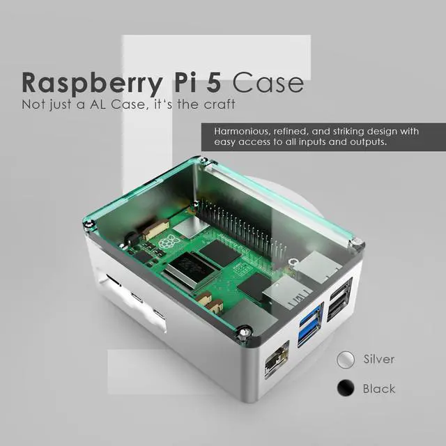 Alt view image 2 of 5 - anidees Aluminum Pi case for Raspberry Pi 5  Black (AI-PI5-BB)