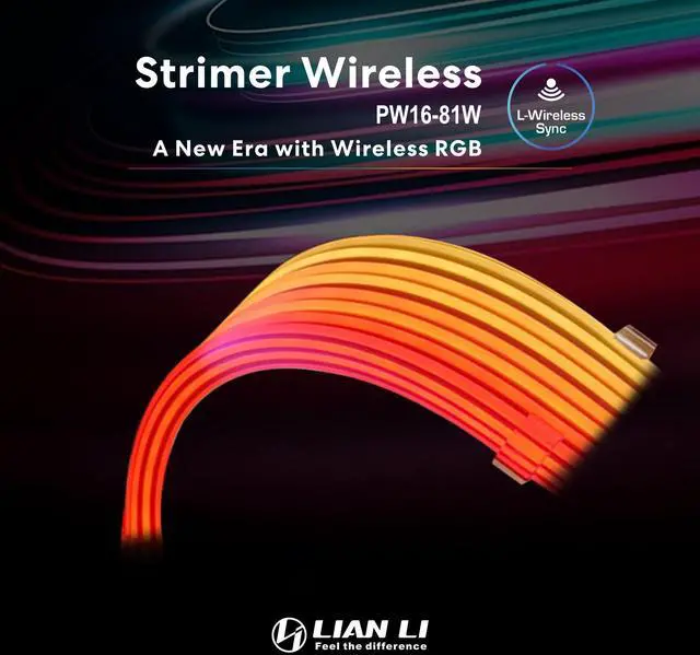 Alt view image 2 of 5 - Lian Li Strimer Wireless 16 Pin (PW16-81W) - Addressable RGB Power Extension Cable - 2.4 GHz Wireless Control - Wireless Controller NOT Included and it is Required.