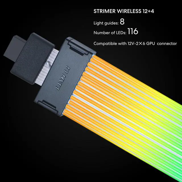 Alt view image 4 of 5 - Lian Li Strimer Wireless 16 Pin (PW16-81W) - Addressable RGB Power Extension Cable - 2.4 GHz Wireless Control - Wireless Controller NOT Included and it is Required.