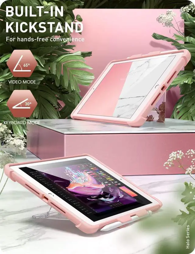 Alt view image 2 of 5 - i-Blason Case for iPad 9th/8th/7th Gen 10.2 Inch (2021/2020/2019) [Halo Series] Clear Proteciton with Built in Kickstand, TPU Inner Bumper (P)