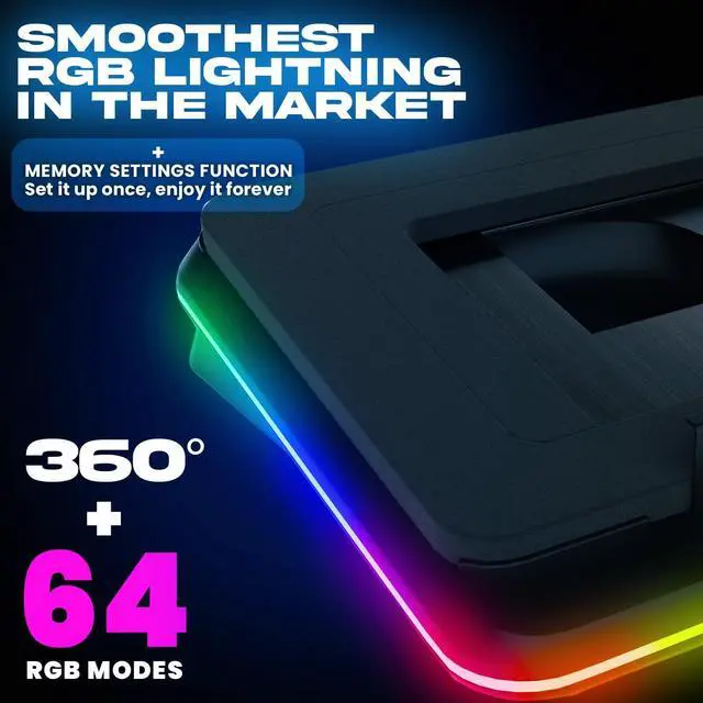 Alt view image 5 of 5 - KLIM Turbofrost Gaming Laptop Cooling Pad - 4 Powerful Turbo Fans - 4 x 4000 RPM, Dynamic RGB, 4-Ports USB, Laptop Cooler 2 Power Modes USB-C/DC, Sealed Foam for Fast Cooling - Up to 17in - Black