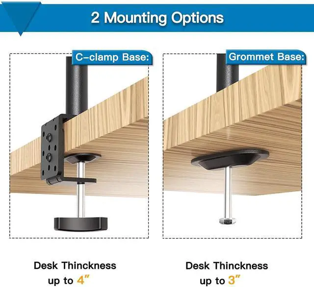 Alt view image 4 of 5 - HUANUO Laptop Mount, Height Adjustable Dual Monitor Mount with Laptop Keyboard Tray Fit Two 13 to 27 Inch Flat Curved Computer Screens and 10 to 17 Inch Notebooks