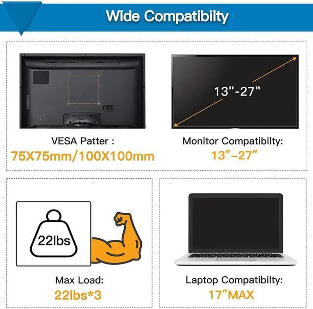 Alt view image 3 of 5 - HUANUO Laptop Mount, Height Adjustable Dual Monitor Mount with Laptop Keyboard Tray Fit Two 13 to 27 Inch Flat Curved Computer Screens and 10 to 17 Inch Notebooks