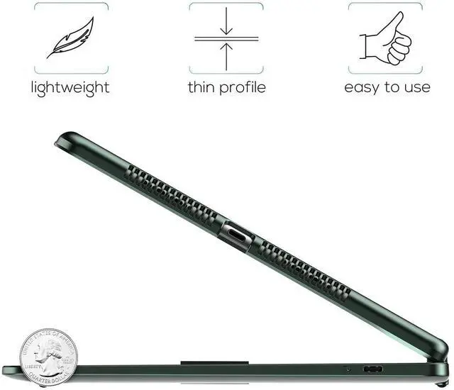 Alt view image 4 of 5 - typecase Touch iPad 9th Generation Case with Keyboard (10.2", 2021), Multi-Touch Trackpad, 10 Color Backlight, 360° Rotatable, Thin & Light for iPad 8th Gen, 7th Gen, Air 3, Pro 10.5 (Midnight Green)