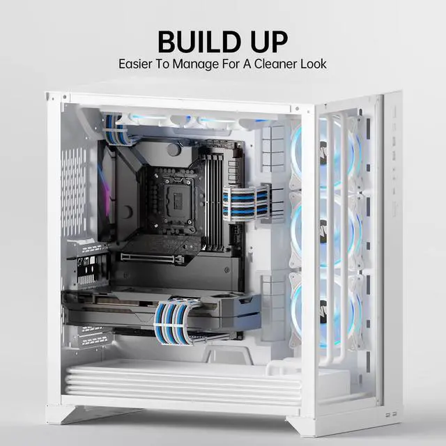 Alt view image 5 of 5 - Asiahorse Customization Mod Sleeve Extension Power Supply Cable Kit 16AWG ATX/EPS/8-Pin PCI-E/6-pin PCI-E (Mix Color, Blue-White)