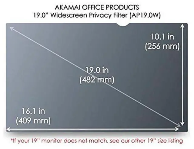 Alt view image 2 of 3 - 19 inch Computer Privacy Screen (16:10) - Black Security Shield - Desktop Monitor Protector - UV & Blue Light Filter by Akamai (19.0 inch 16:10 Diagonally Measured, Black)