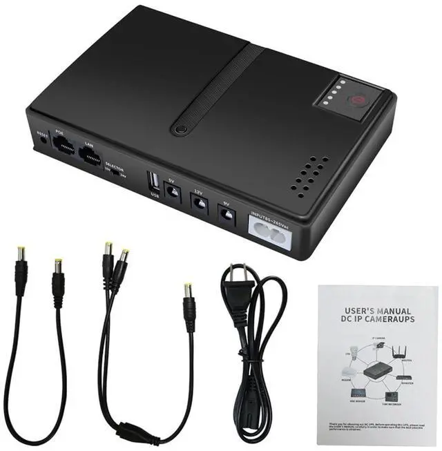 Main image of UPS Power Supply, 10400mAh Battery Backup Power Supply, 36W USB 5V DC 5V 9V 12V POE 15V 24V 6 Outlets, Small Lightweight for Security Camera Router (US Plug)