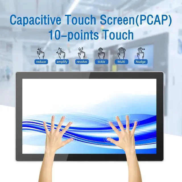 Alt view image 3 of 5 - GreenTouch 13.3 Inch Industrial Embedded Capacitive Touchscreen Monitor, Open Frame Multi-Touch Screen Industrial Front IP65 Monitor - HDMI+VGA+DVI - 1920 * 1080 Resolution