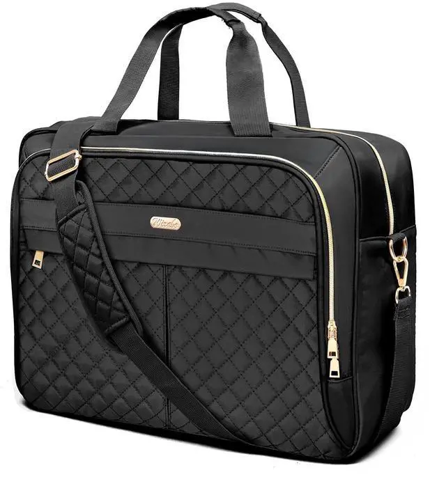 Main image of WIRABO Laptop Bag 17 Inch Briefcase for Women, Large Computer Bag for Women, Laptop Messenger Office Work Travel Business Black