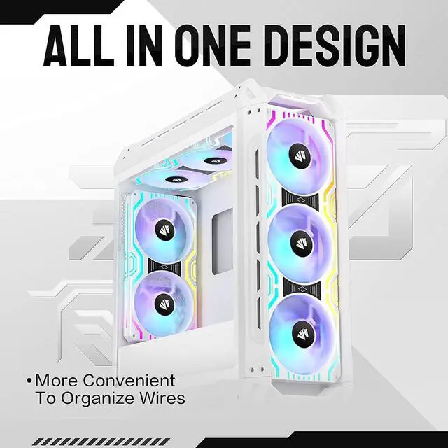 Alt view image 2 of 5 - Asiahorse Matrix Series Case Fan Bundle, White ARGB 360MM and 260MM All-in-One Square Frame Integrated Fan with PWM Control