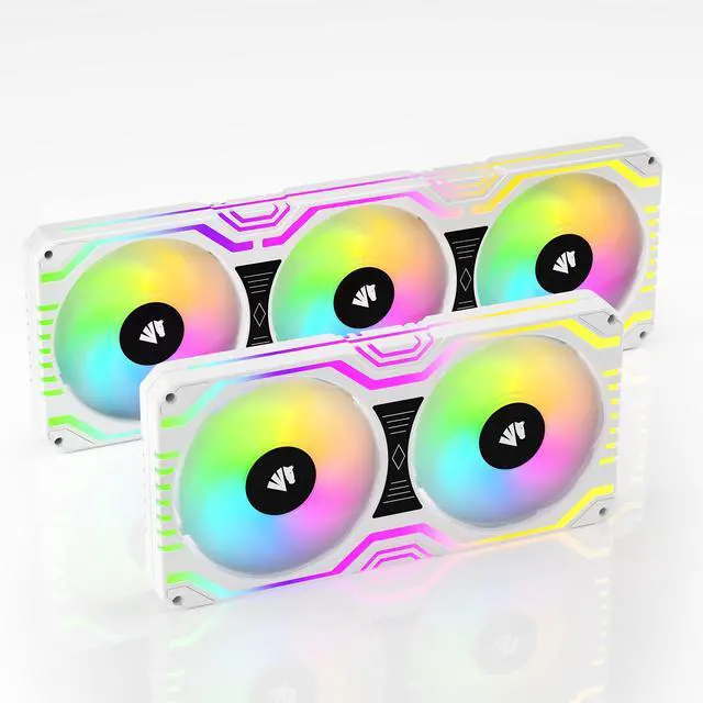 Main image of Asiahorse Matrix Series Case Fan Bundle, White ARGB 360MM and 260MM All-in-One Square Frame Integrated Fan with PWM Control